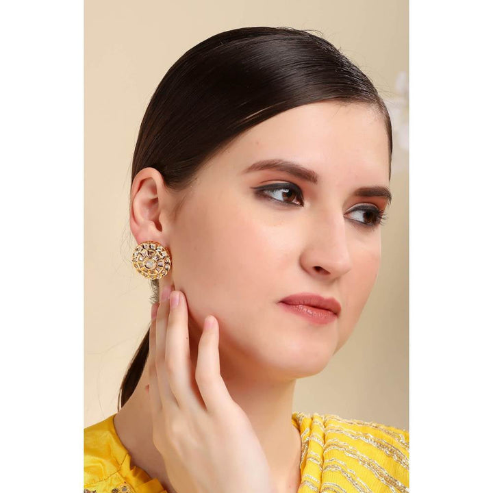 Auraa Trends Statement Kundan Gold Plated Stud Earring