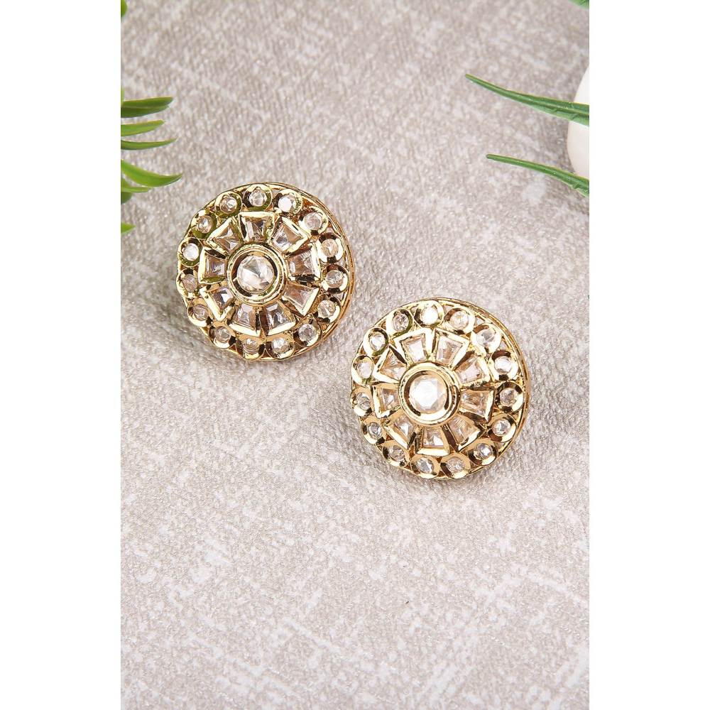Auraa Trends Statement Kundan Gold Plated Stud Earring