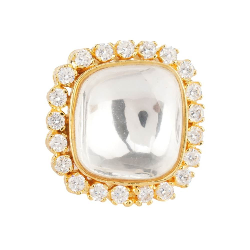 Auraa Trends Gold Plated Statement Kundan Ring with Zircon