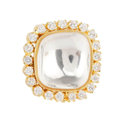 Auraa Trends Gold Plated Statement Kundan Ring with Zircon