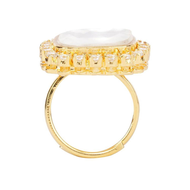 Auraa Trends Gold Plated Statement Kundan Ring with Zircon