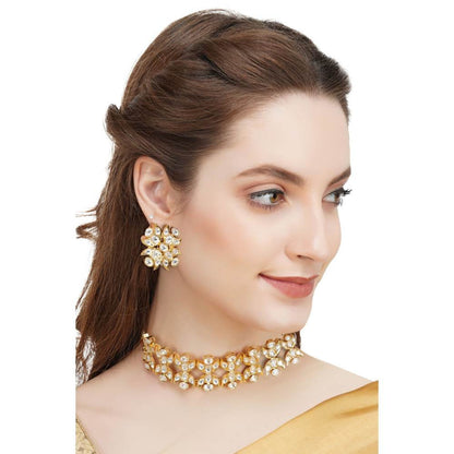 Auraa Trends Gold Plated Kundan Choker Necklace Set