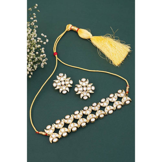 Auraa Trends Gold Plated Kundan Choker Necklace Set