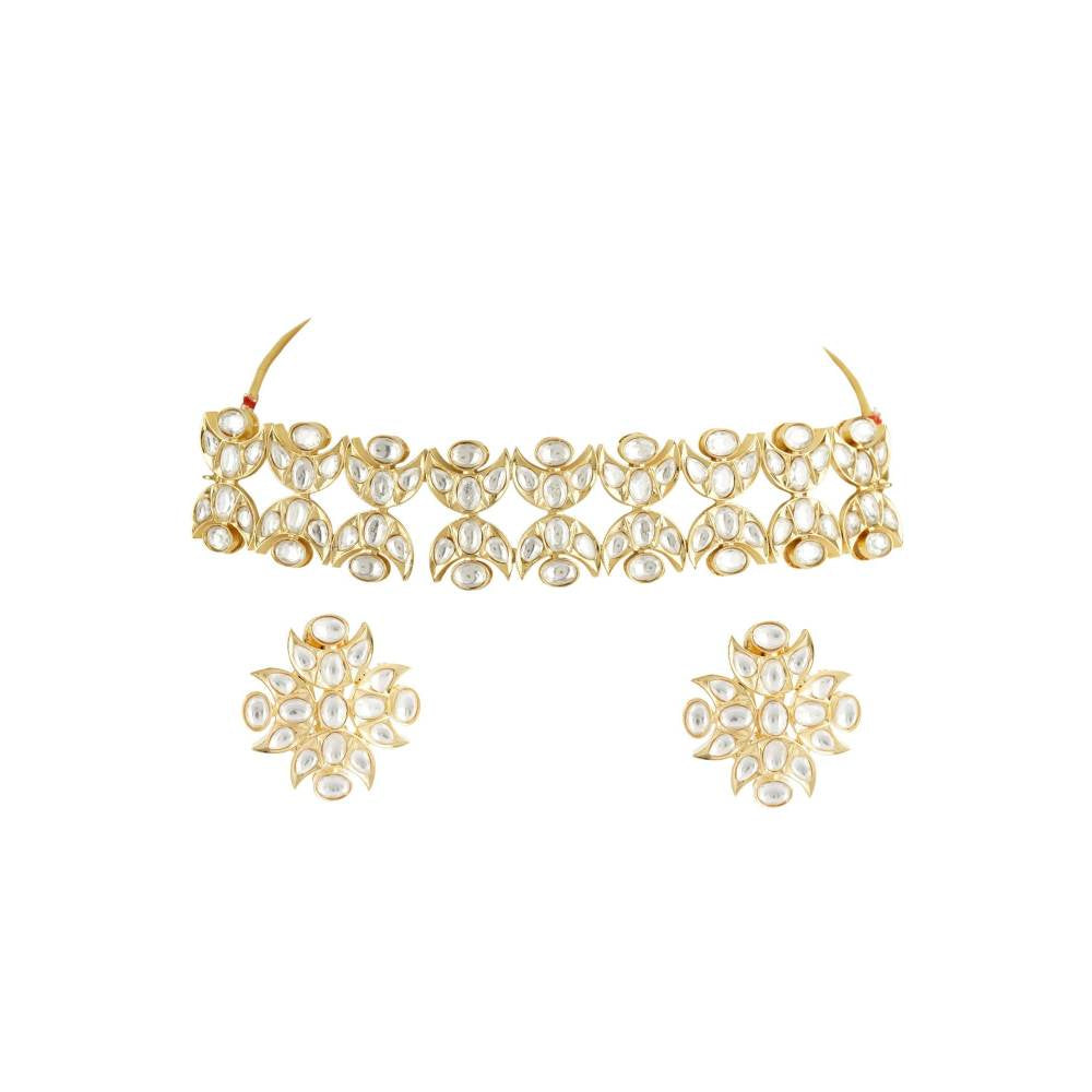 Auraa Trends Gold Plated Kundan Choker Necklace Set