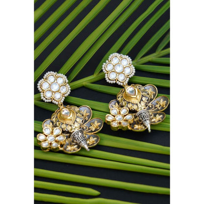 Auraa Trends Dull Gold Finish Flower Dangler Earring