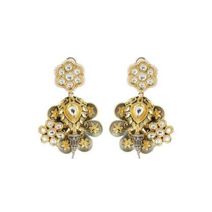 Auraa Trends Dull Gold Finish Flower Dangler Earring