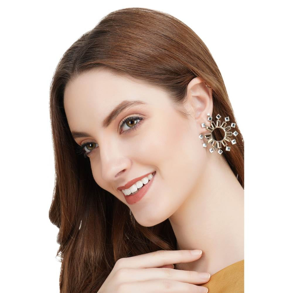 Auraa Trends Rhinestone Classy Champaign Gold Plated Earring