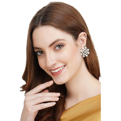 Auraa Trends Rhinestone Flower Shape Stud Earrings