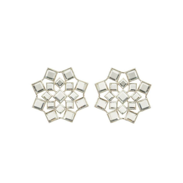 Auraa Trends Rhinestone Flower Shape Stud Earrings