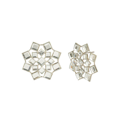 Auraa Trends Rhinestone Flower Shape Stud Earrings