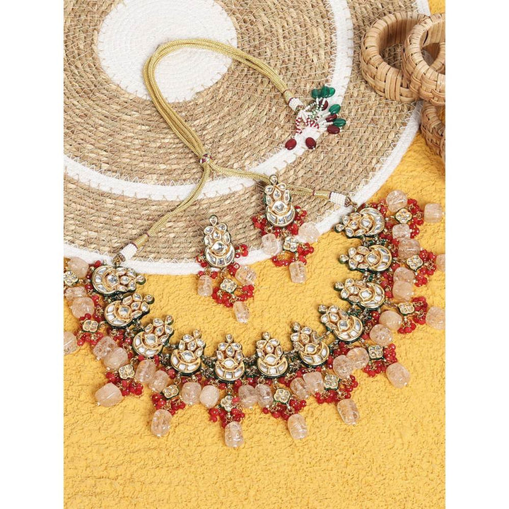 Auraa Trends 22KT Gold-Plated Kundan Studded Jewellery Set