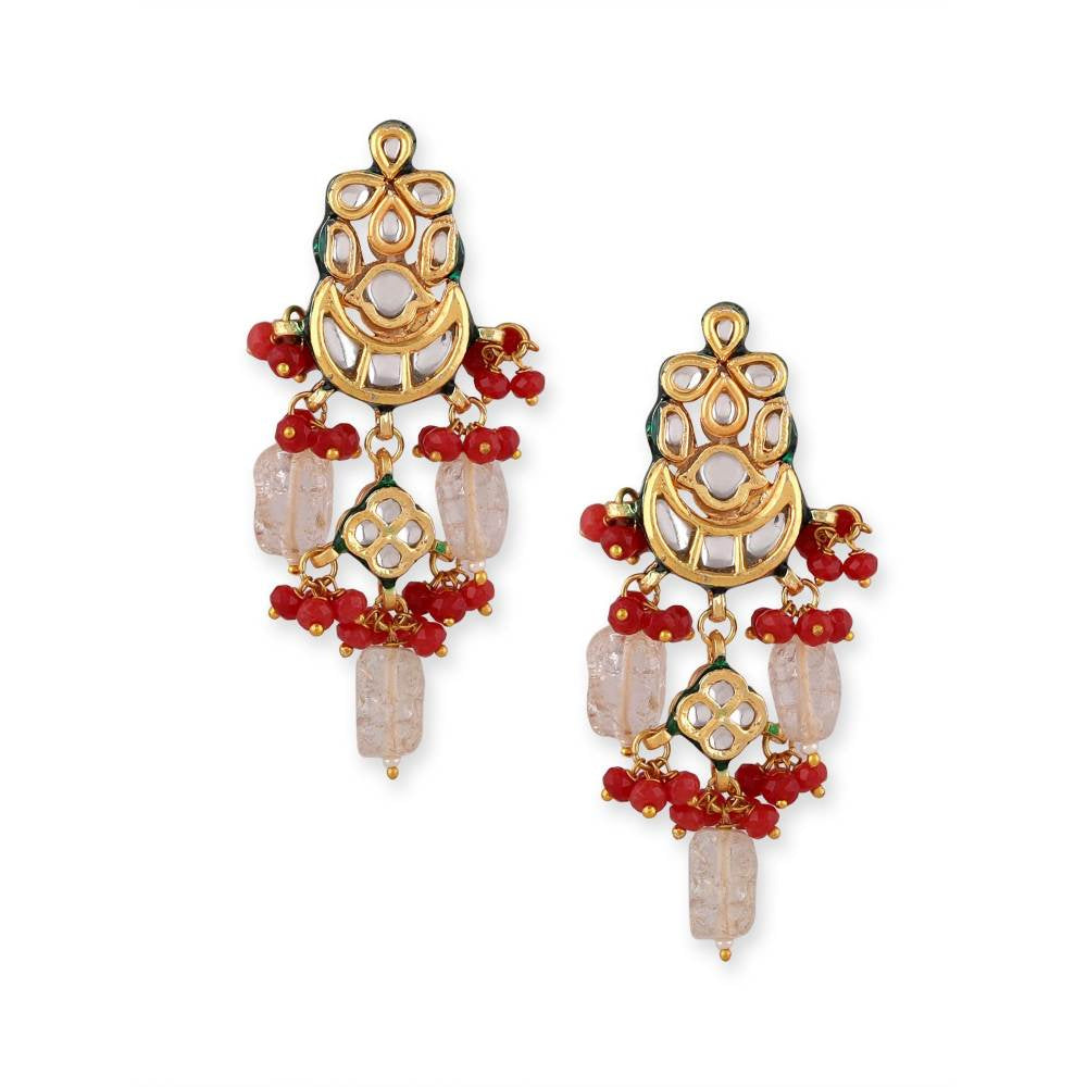Auraa Trends 22KT Gold-Plated Kundan Studded Jewellery Set