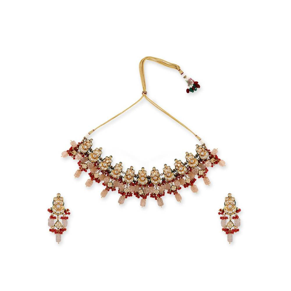 Auraa Trends 22KT Gold-Plated Kundan Studded Jewellery Set