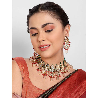 Auraa Trends 22KT Gold-Plated Kundan Studded Jewellery Set