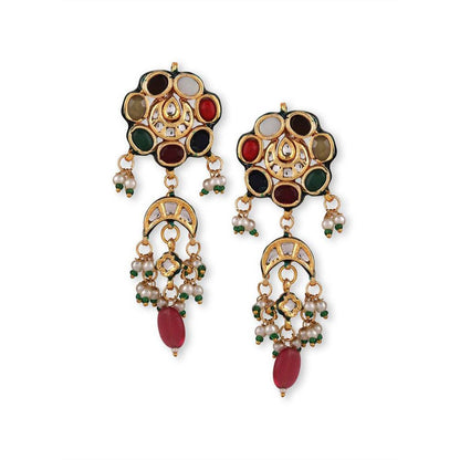 Auraa Trends 22KT Gold-Plated Kundan Studded Beaded Jewellery Set