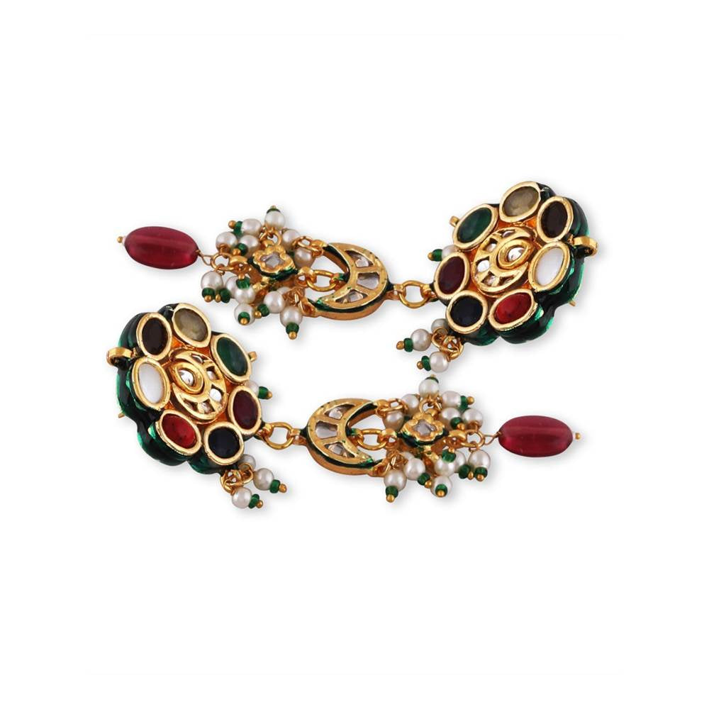 Auraa Trends 22KT Gold-Plated Kundan Studded Beaded Jewellery Set