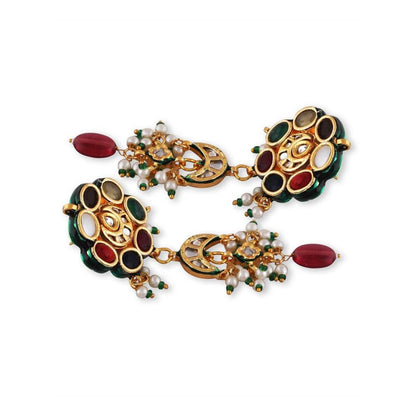 Auraa Trends 22KT Gold-Plated Kundan Studded Beaded Jewellery Set