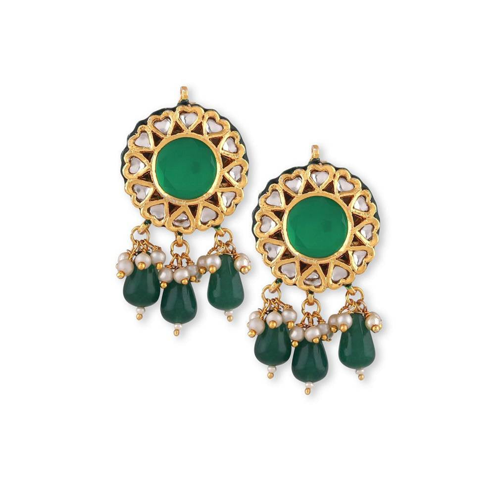 Auraa Trends Gold-Plated Kundan Studded Beaded Jewellery Set