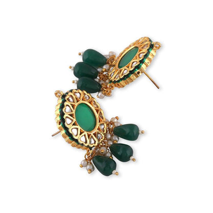 Auraa Trends Gold-Plated Kundan Studded Beaded Jewellery Set