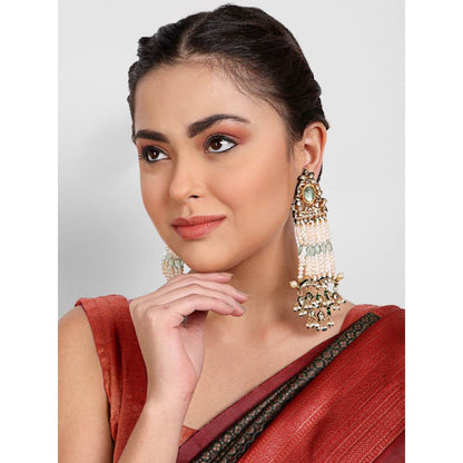 Auraa Trends Sterling Silver Gold Plated Contemporary Drop Earrings