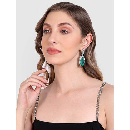 Auraa Trends Rhodium Plated American Diamond Contemporary Drop Earrings