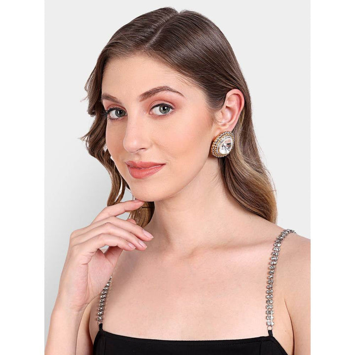 Auraa Trends 22KT Gold Plated Kundan Contemporary Drop Earrings