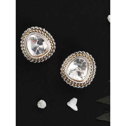 Auraa Trends 22KT Gold Plated Kundan Contemporary Drop Earrings