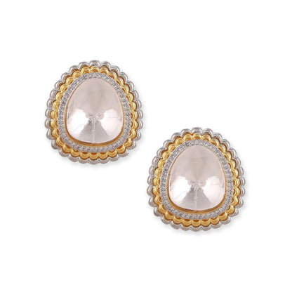 Auraa Trends 22KT Gold Plated Kundan Contemporary Drop Earrings