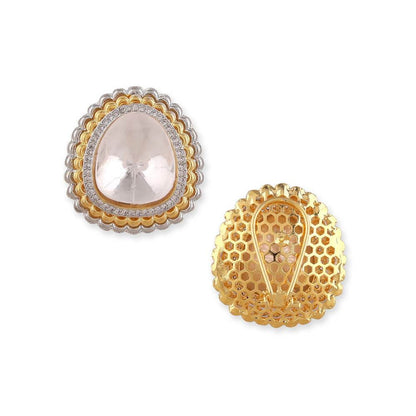 Auraa Trends 22KT Gold Plated Kundan Contemporary Drop Earrings