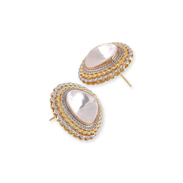 Auraa Trends 22KT Gold Plated Kundan Contemporary Drop Earrings