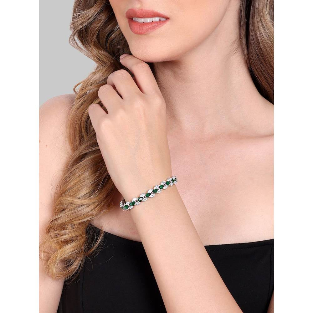 Auraa Trends Women Cubic Zirconia Rhodium-Plated Link Bracelet