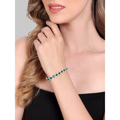 Auraa Trends Women Cubic Zirconia Rhodium-Plated Link Bracelet
