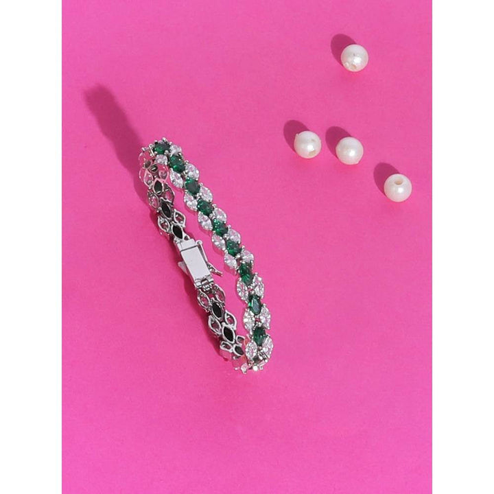 Auraa Trends Women Cubic Zirconia Rhodium-Plated Link Bracelet
