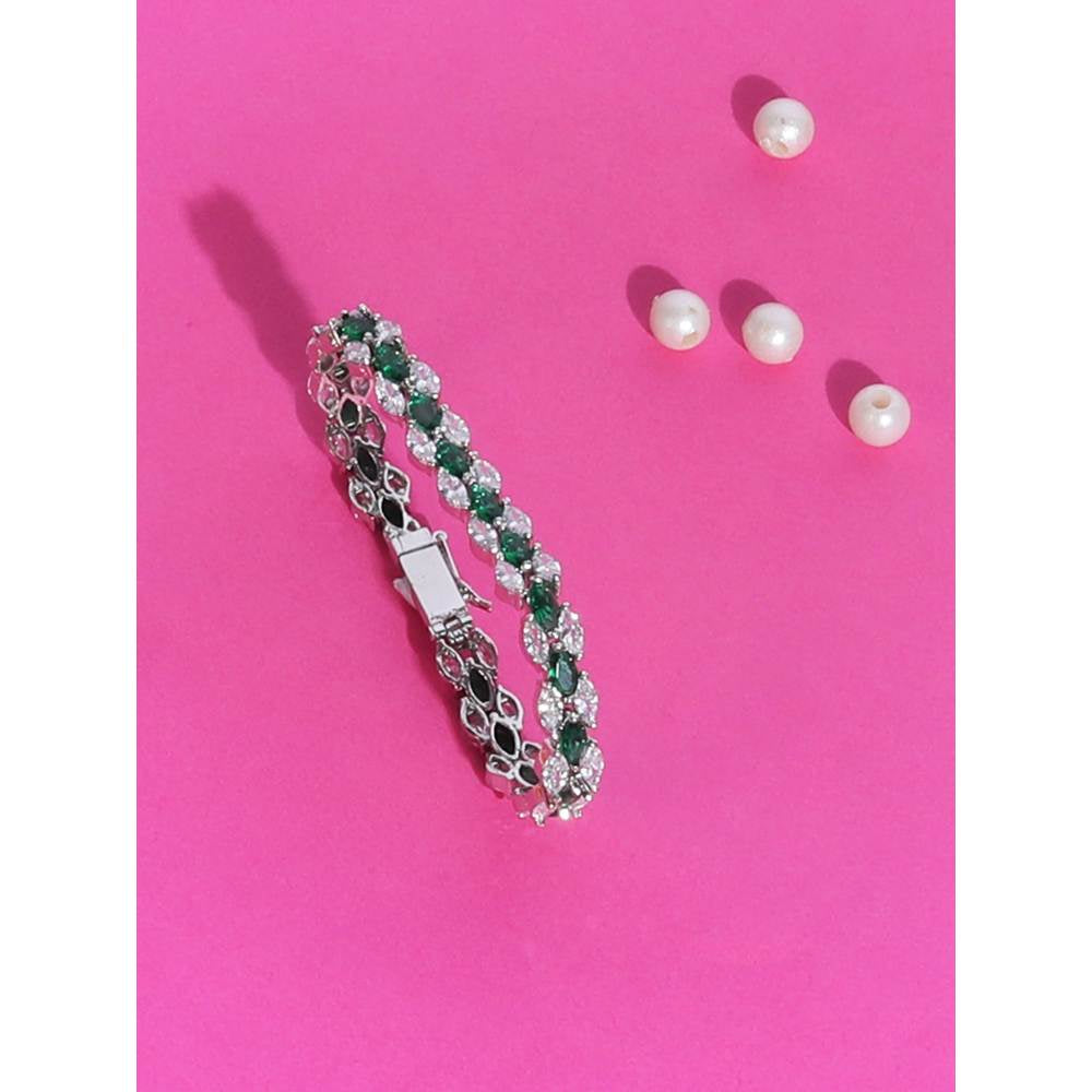 Auraa Trends Women Cubic Zirconia Rhodium-Plated Link Bracelet