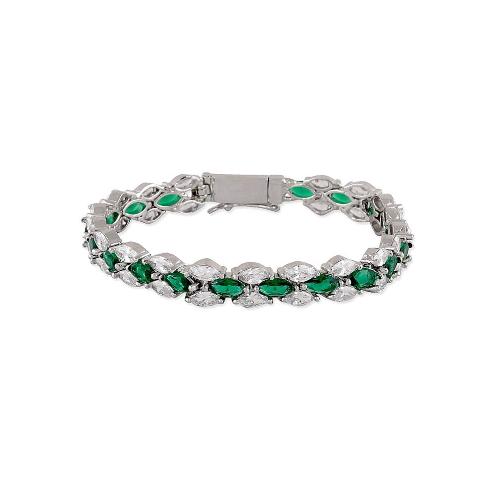 Auraa Trends Women Cubic Zirconia Rhodium-Plated Link Bracelet