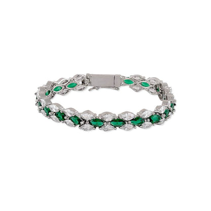 Auraa Trends Women Cubic Zirconia Rhodium-Plated Link Bracelet