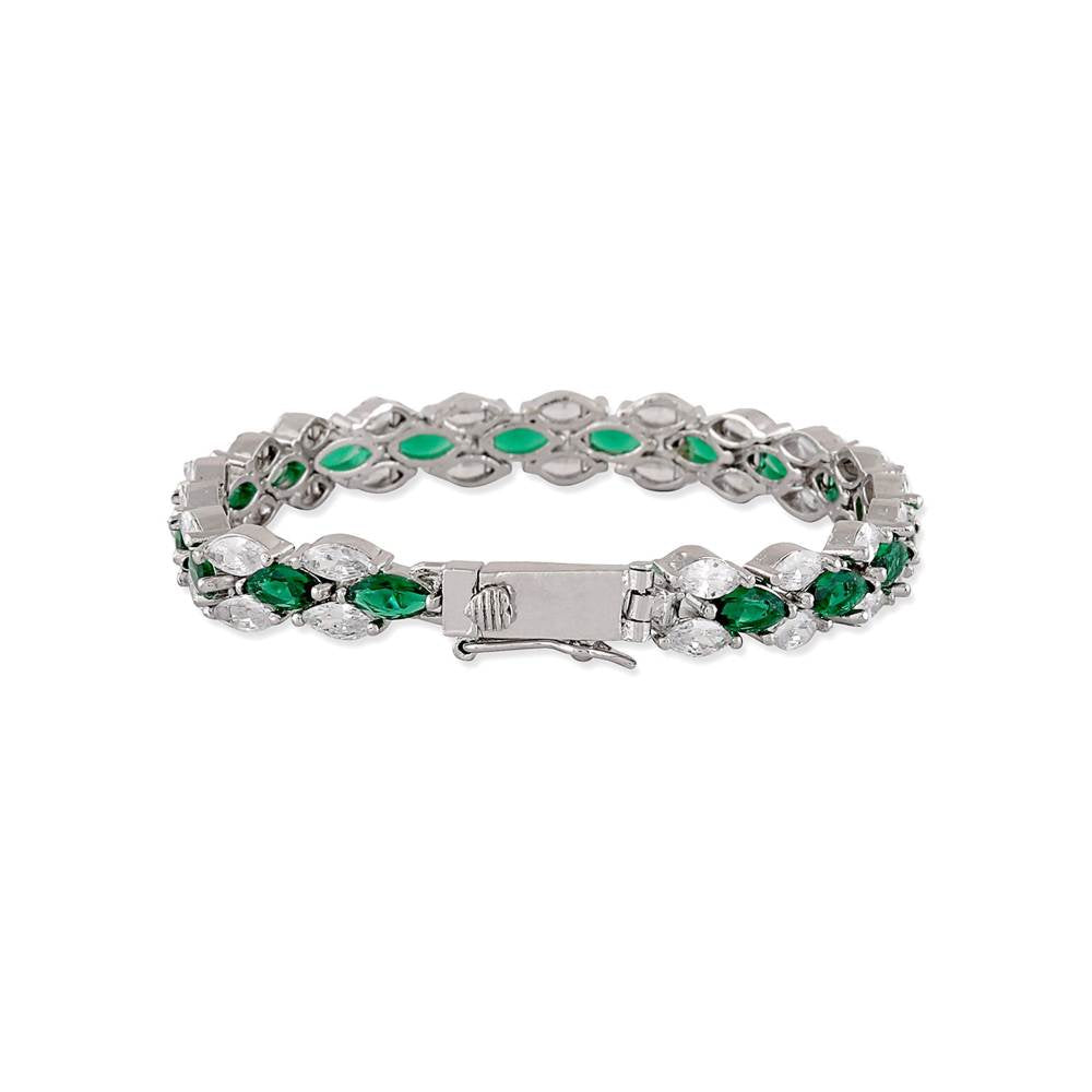 Auraa Trends Women Cubic Zirconia Rhodium-Plated Link Bracelet