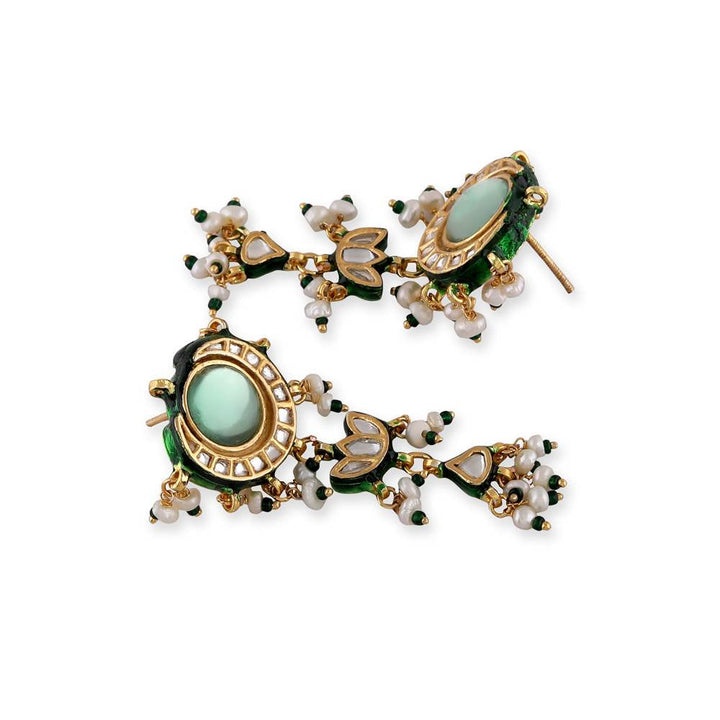 Auraa Trends 22KT Gold Plated Kundan Green Necklace Set