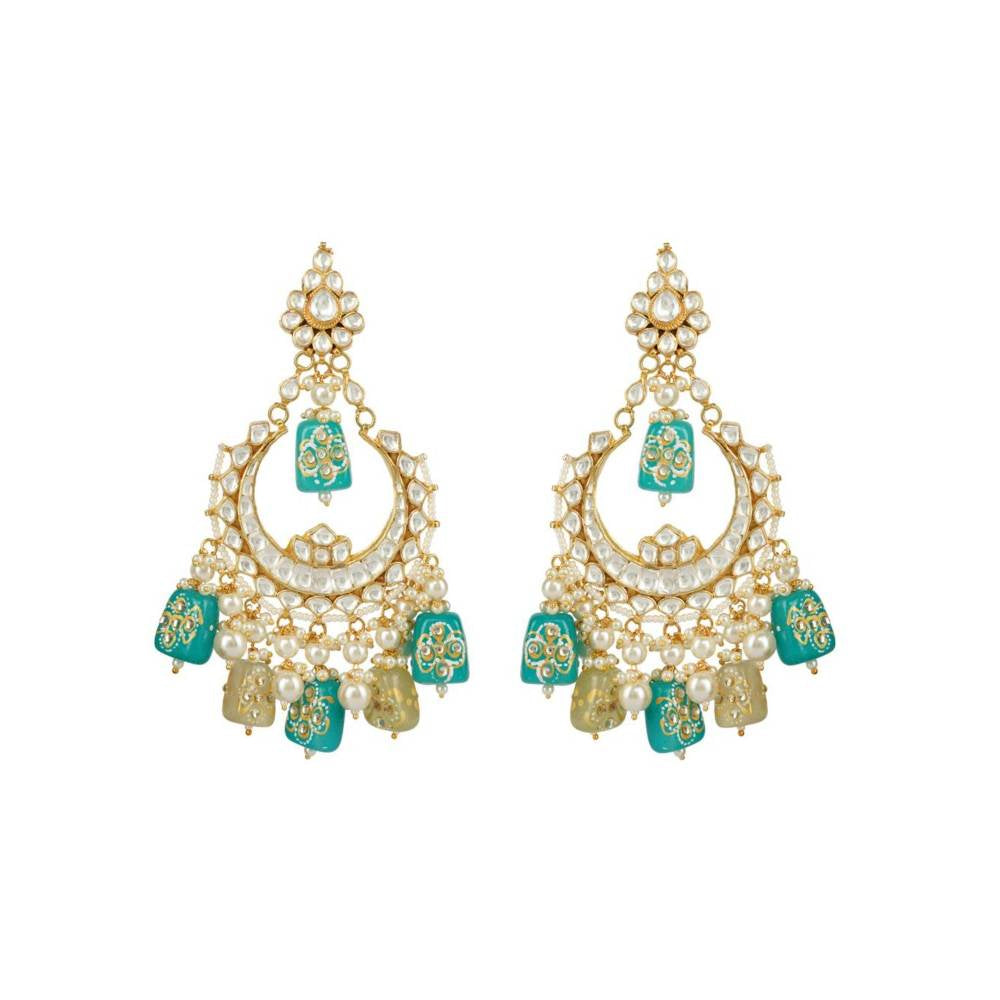 Auraa Trends 22Kt Gold Plated Kundan Classic Multi-Color Earring Set