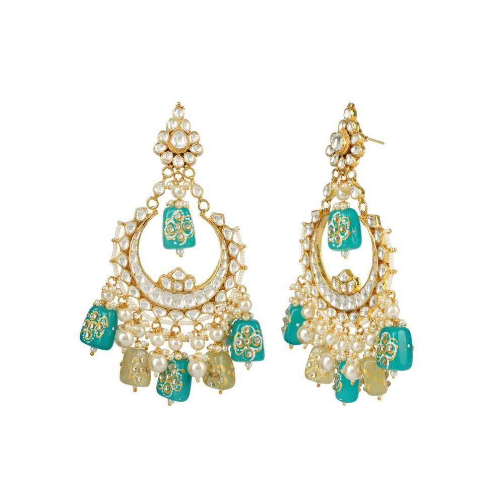 Auraa Trends 22Kt Gold Plated Kundan Classic Multi-Color Earring Set
