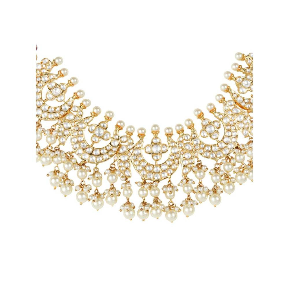 Auraa Trends 22Kt Gold Plated Kundan Classic Necklace Set