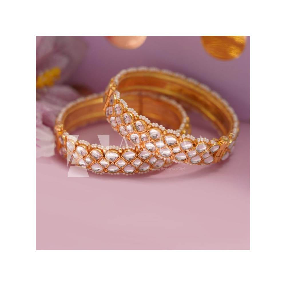 Auraa Trends 22Kt Gold Plated Kundan Bangles