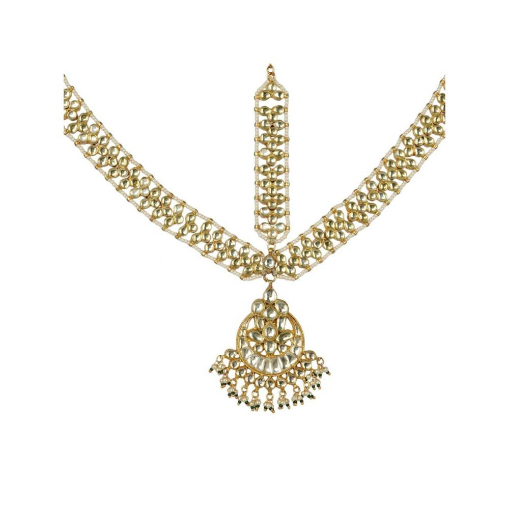 Auraa Trends 22Kt Gold Plated Kundan Classic Mathapati for Women