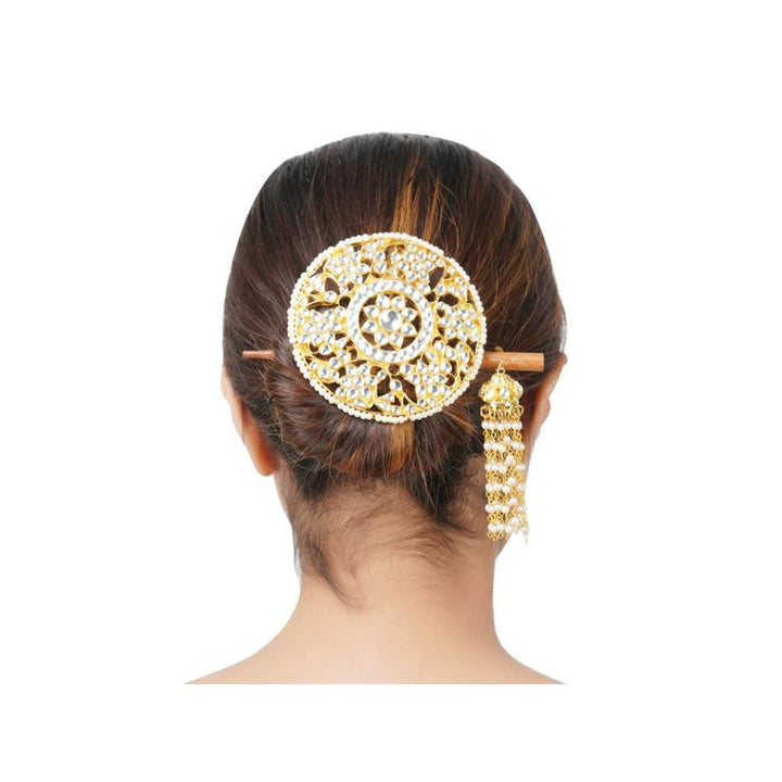 Auraa Trends 22Kt Gold Plated Kundan Classic Juda Pin for Women