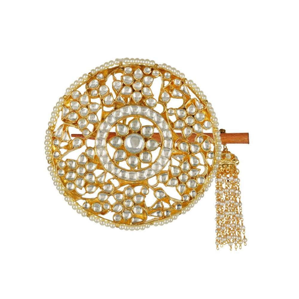 Auraa Trends 22Kt Gold Plated Kundan Classic Juda Pin for Women