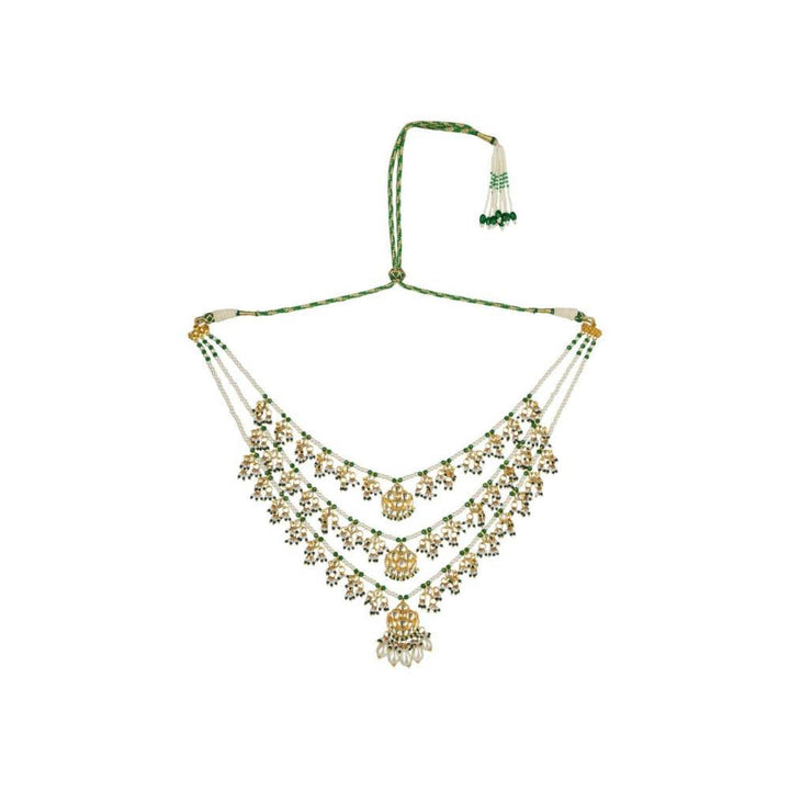 Auraa Trends 22Kt Gold Plated Kundan Traditional Handcrafted Stones Green Necklace Set for Women