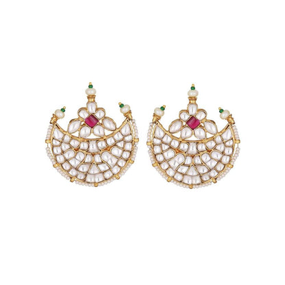Auraa Trends 22KT Gold Plated Kundan Traditional Pink Earrings