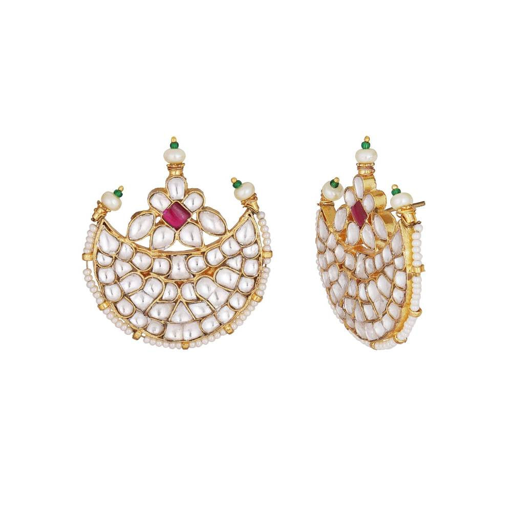 Auraa Trends 22KT Gold Plated Kundan Traditional Pink Earrings