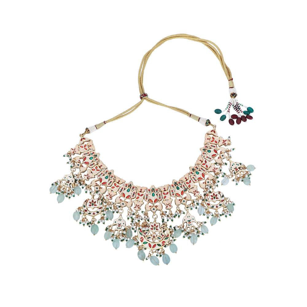 Auraa Trends 22KT Gold Plated Kundan Necklace Set For Women