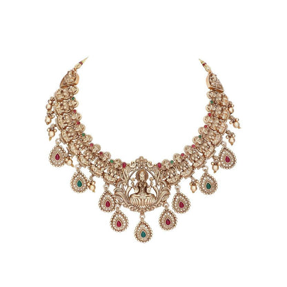 Auraa Trends 22KT Gold Plated Kundan Traditional Brown Necklace Set For Women